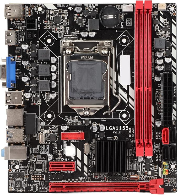 LGA1155 DDR3 Motherboard, B75M Motherboard for M ATX Desktop Computer with 2 DDR3 Slots, Up to 16GB Memory, Support Gaming Motherboard I3 I5 I7 Pentium Xeon Processor