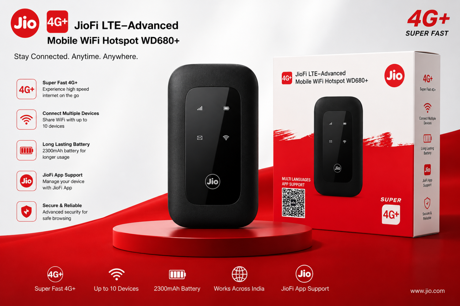 JIO JioFi LTE-Advanced Mobile Hotspot Router 4g+